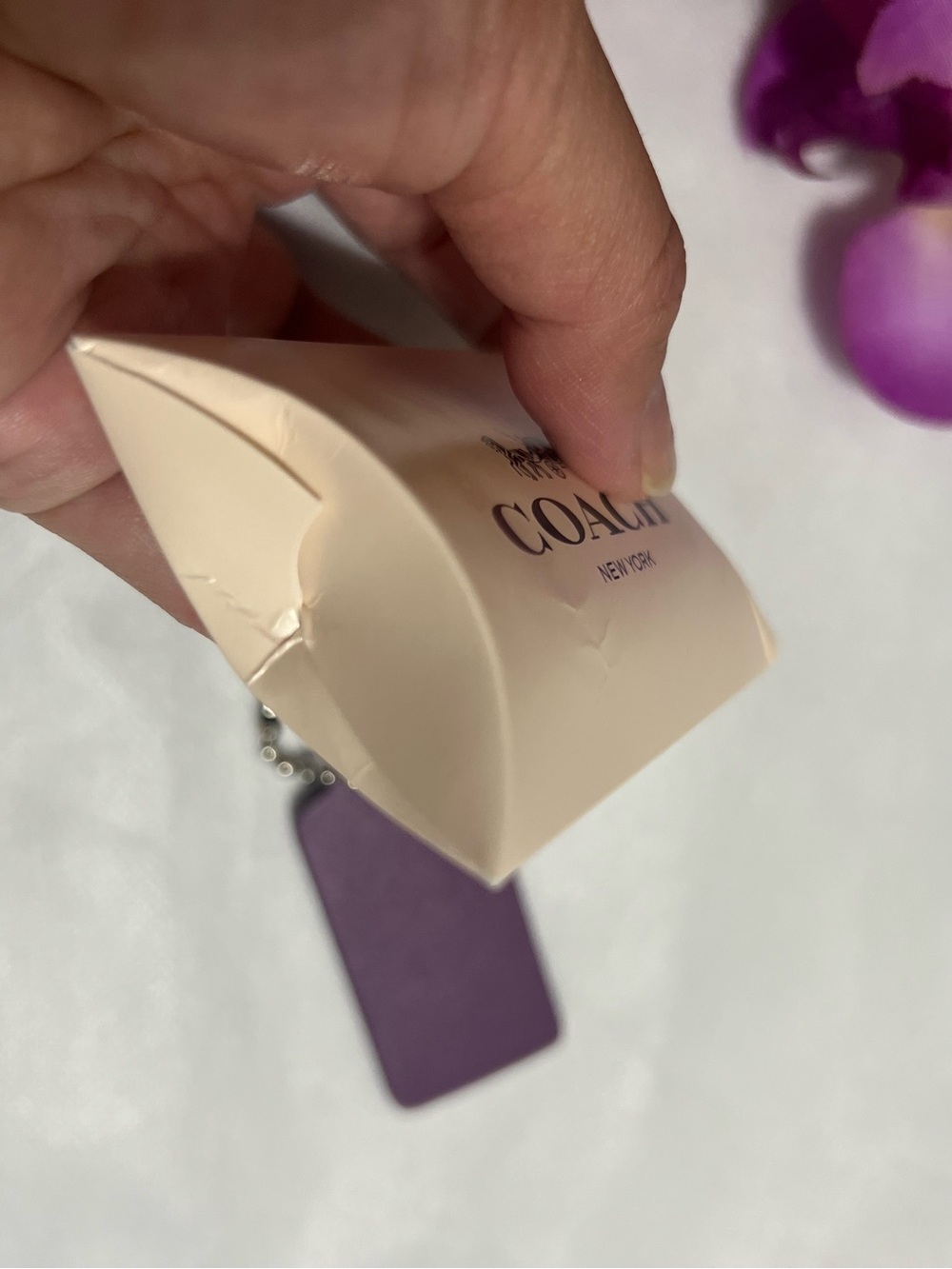 NWOT Coach New York hangtag lot Keychain in Purple and silver - Picture 4 of 5